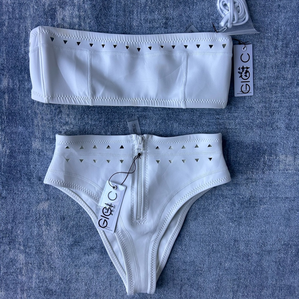 GIGI C White Bandeau Two-Piece Swim Set